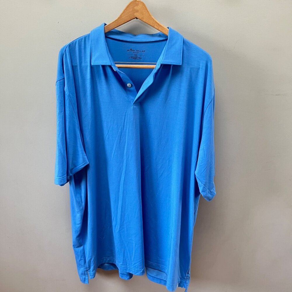 Peter Millar Seaside Short‎ Sleeve Polo Shirt XXL Blue